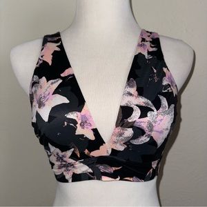 Victoria’s Secret black floral wireless bralette soft comfort  sexy low cut L